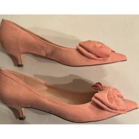 Journee Womens Orana Coral Pink Bow Faux Suede Pointed Toe Low Heels Pumps 7.5 - Picture 2 of 7